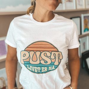 Retro T-skjorte “Pust” Lykketegning