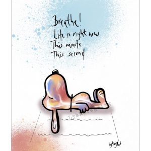 Printed illustration from Lykketegning. Breathe. Snoopy