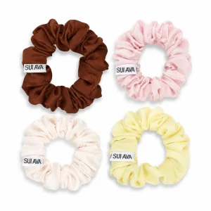 Hårstrikk - Ruched Ribbon Scrunchie middle - 4 varianter